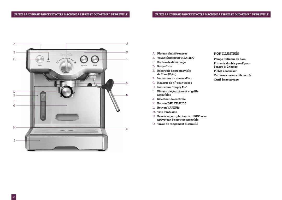 Breville BREVILLE800ESXL manual NON Illustrés, Tête d’infusion 