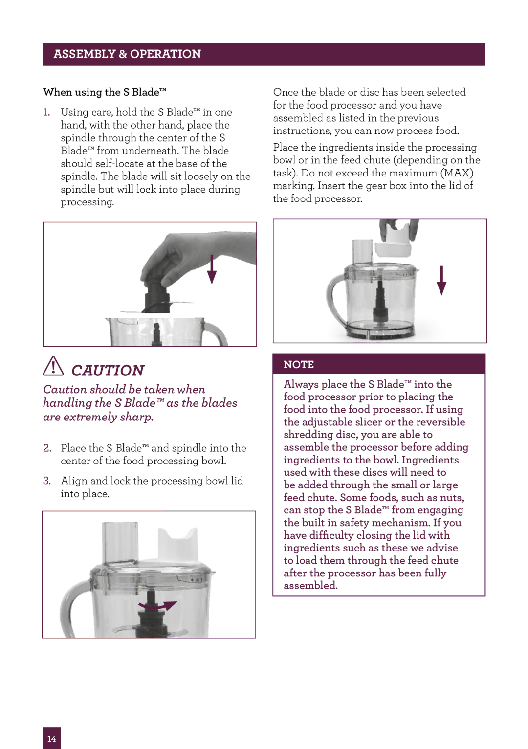 Breville BSB530XL manual When using the S Blade 