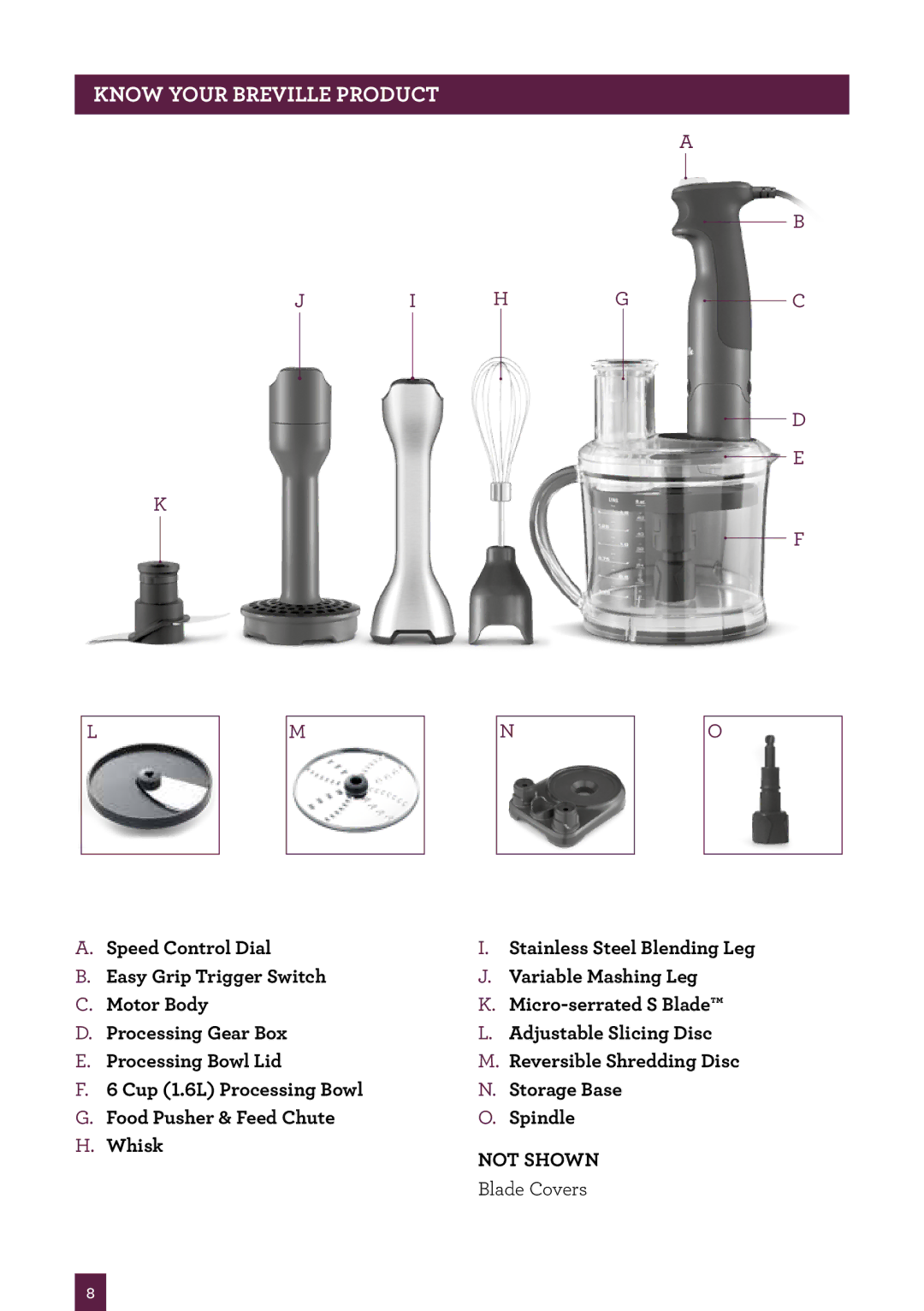 Breville BSB530XL manual PAgeKNOWheaderyour Breville..... Product 