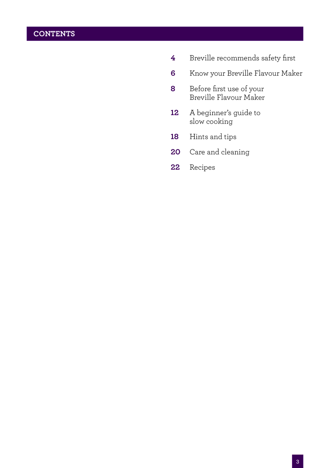 Breville BSC560 manual Contents 