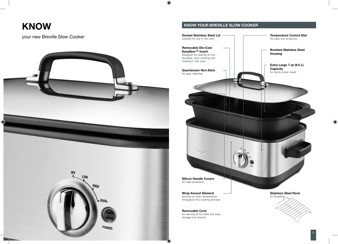 Breville BSC560XL brochure Your new Breville Slow Cooker, Know Your Breville Slow Cooker 