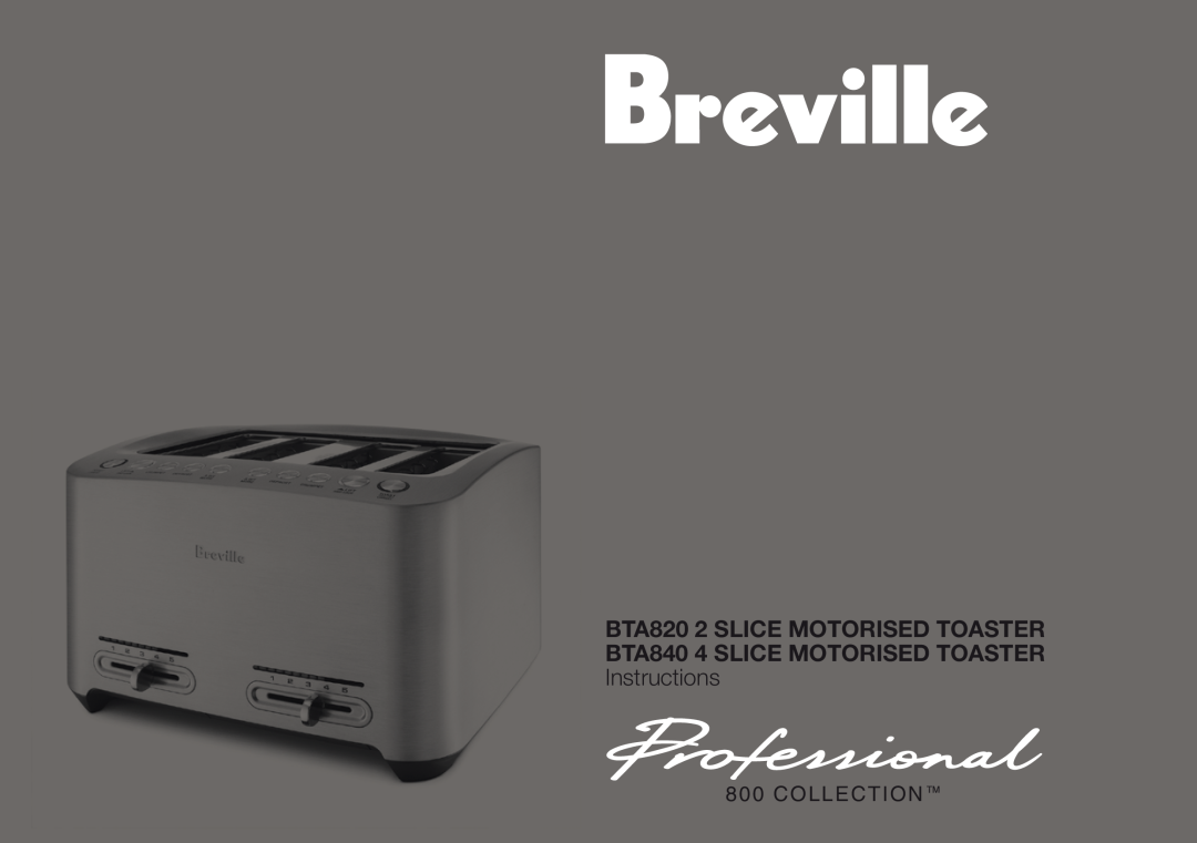 Breville BTA840, BTA820 manual CONTENTs, Collection, Content 