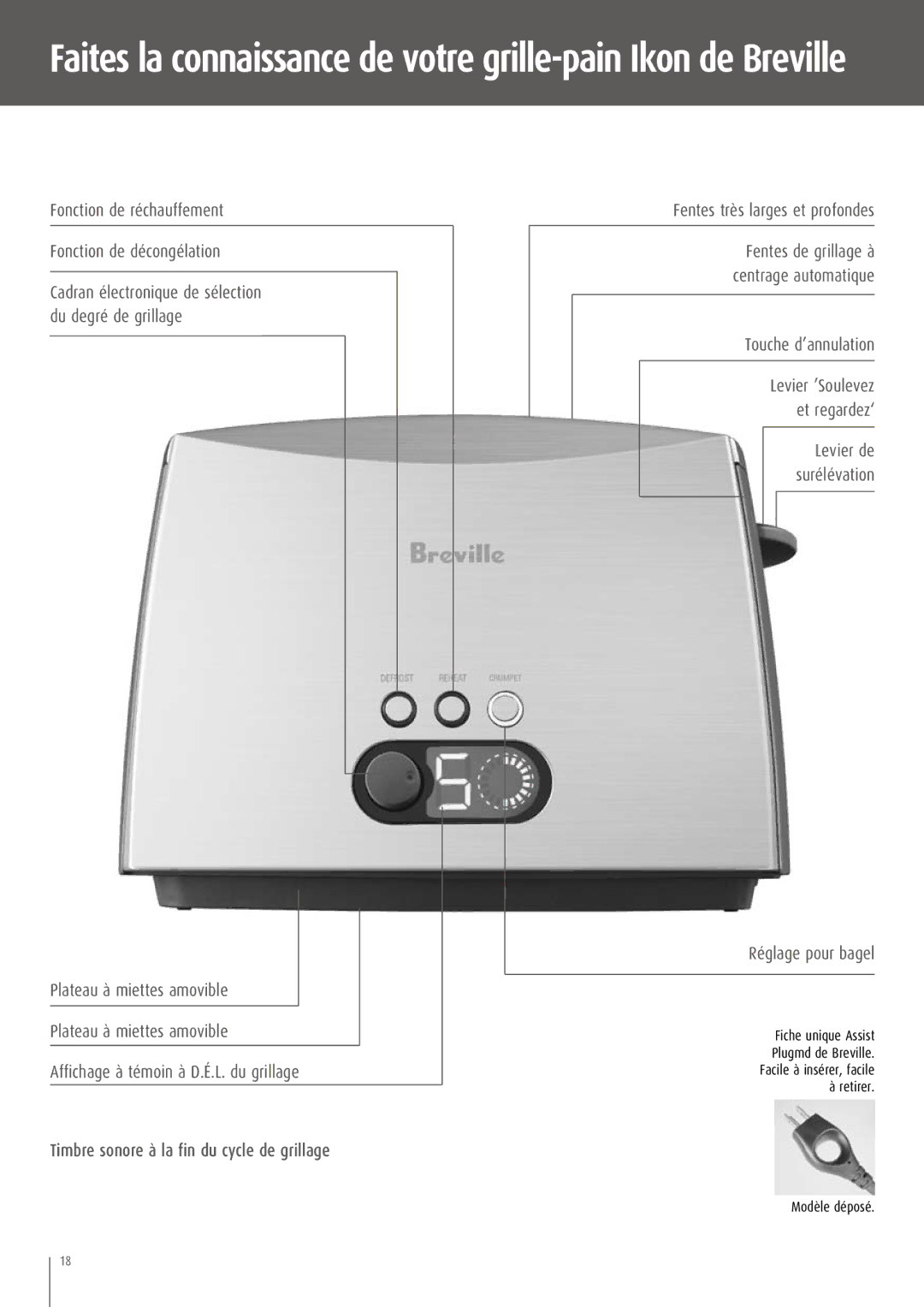 Breville CT70XL/A manual Faites la connaissance de votre grille-pain Ikon de Breville 