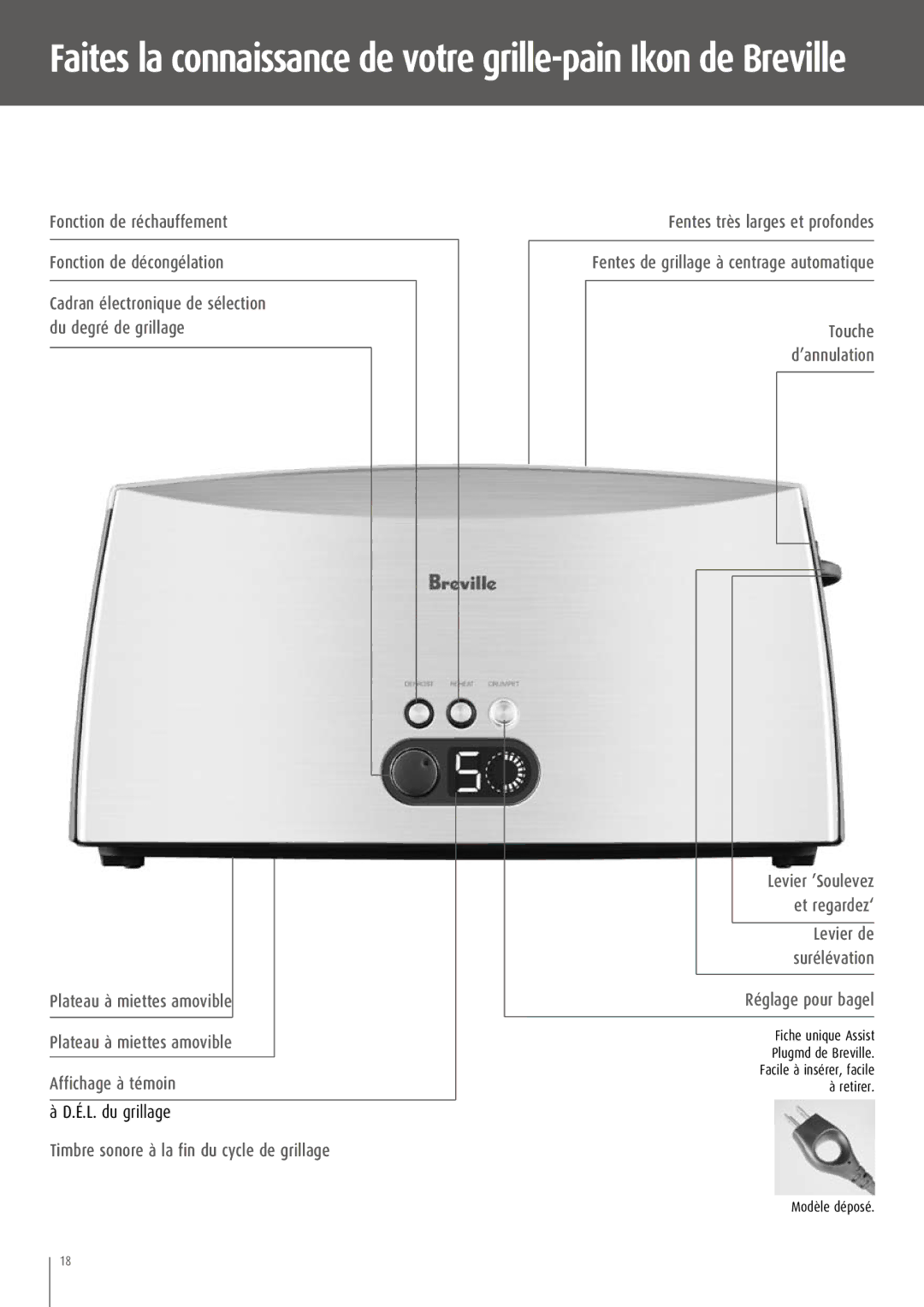 Breville CT75XL/A manual Faites la connaissance de votre grille-pain Ikon de Breville 