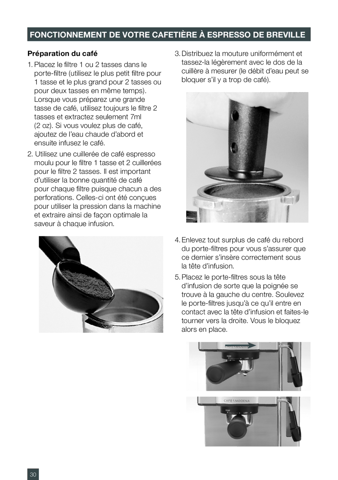 Breville ESP6SXL, ES6SXL /A manual Préparation du café 