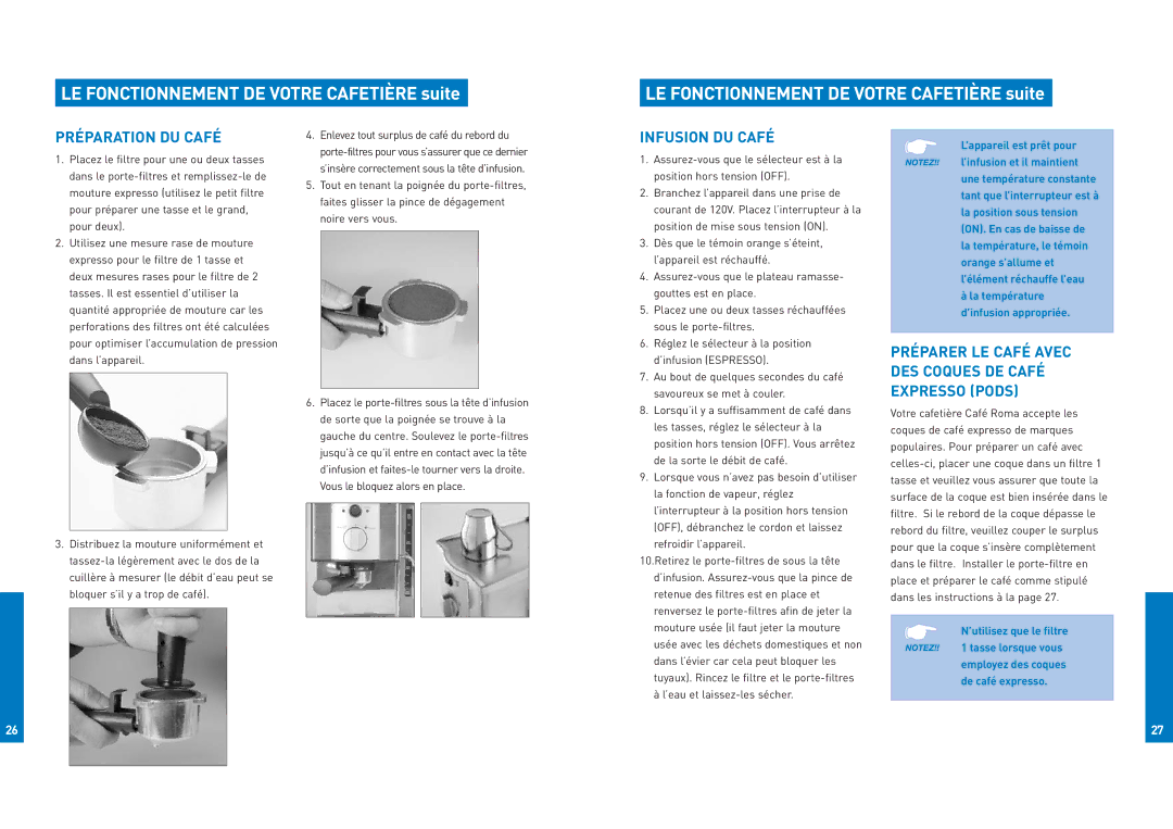 Breville ESP8XL manual Préparation DU Café, Infusion DU Café 