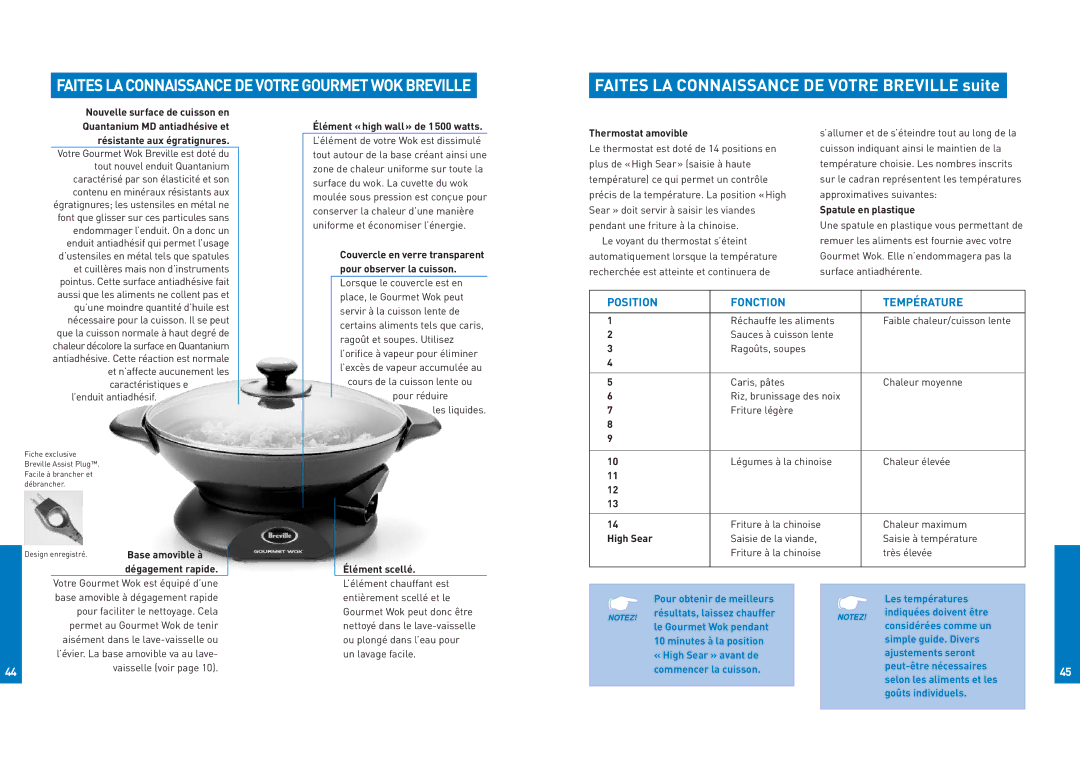 Breville EW30XL manual Faites LA Connaissance DE Votre Breville suite, Élément «high wall» de 1500 watts 