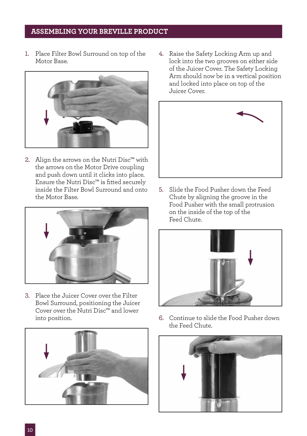 Breville 800JEXL/B, ikon 800JEXL, 800BLXL manual PAgessemblingheaderyour..... Breville product 