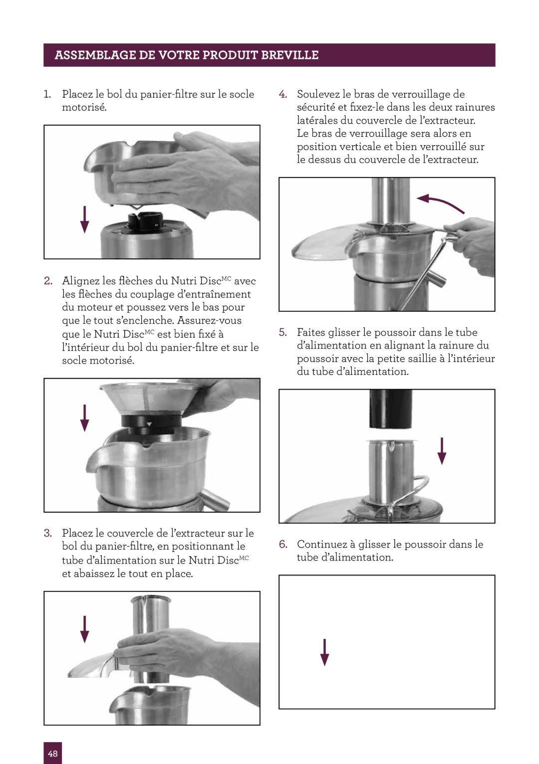 Breville ikon 800JEXL, 800JEXL/B, 800BLXL manual PAgeASSEMBLAGEheaderDE..... Votre produit Breville 