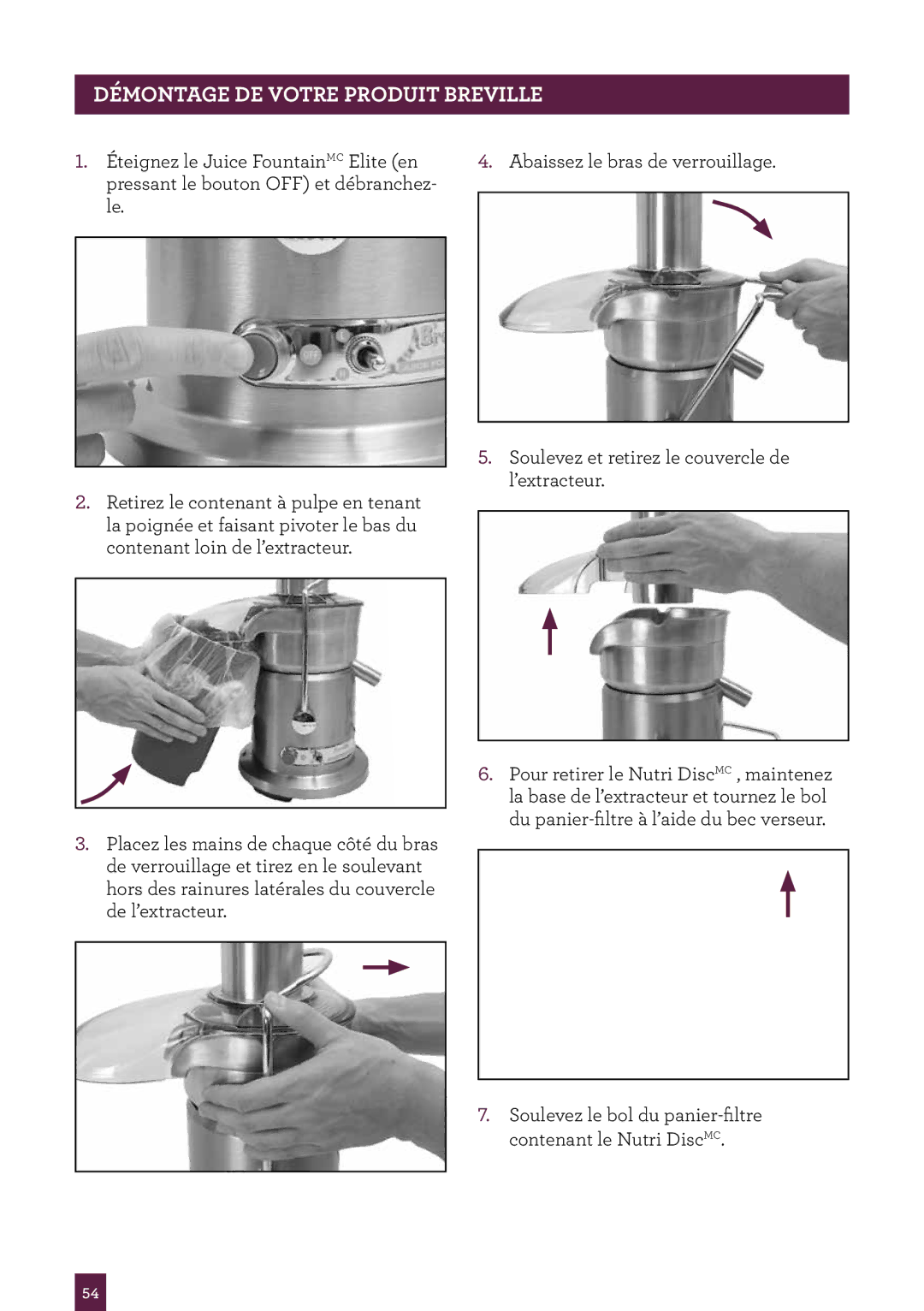 Breville ikon 800JEXL, 800JEXL/B, 800BLXL manual PAgeDÉMONTAGEheaderDE.....VOTRE produit Breville 