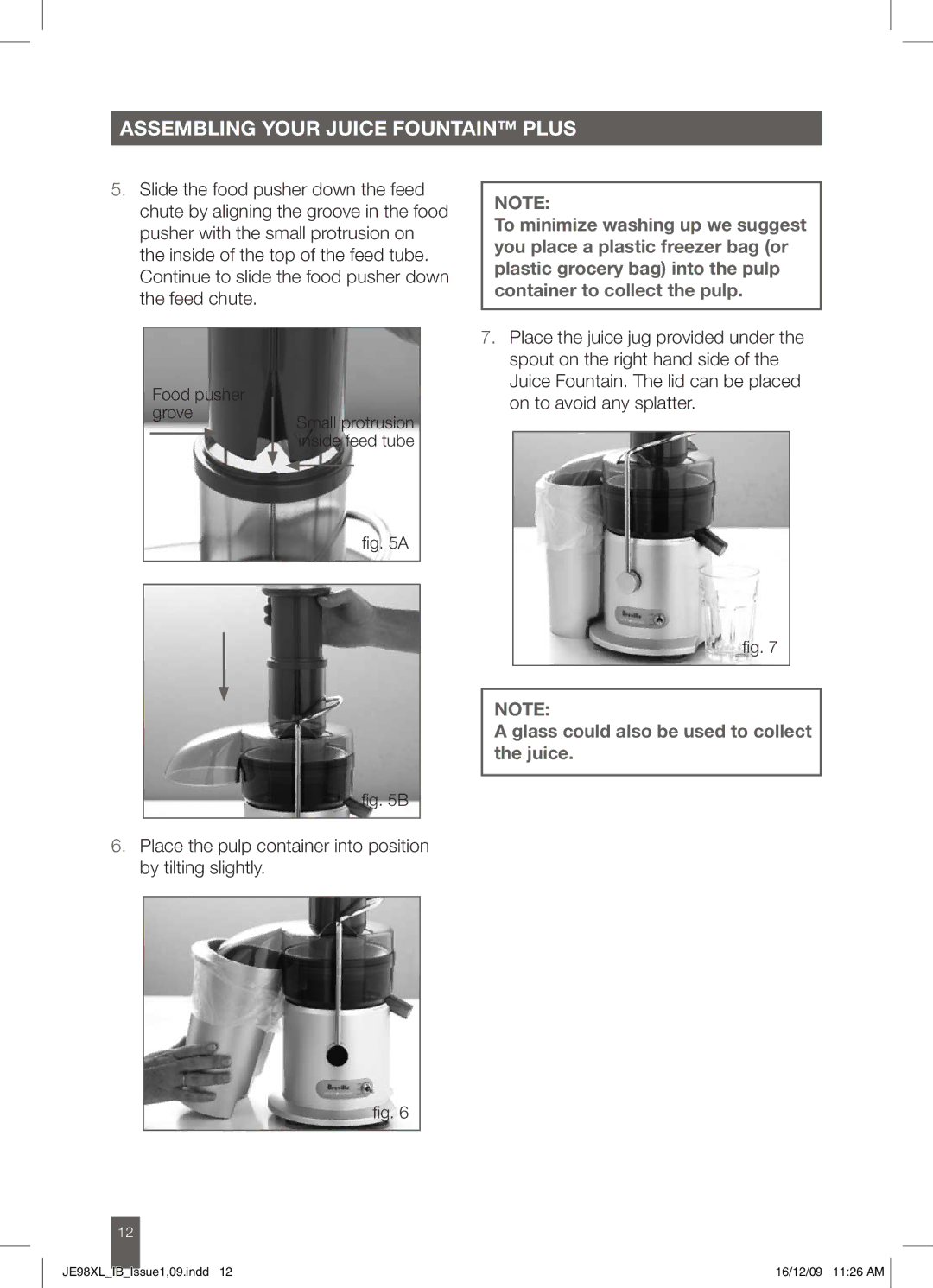 Breville JE98XL manual Glass could also be used to collect the juice 