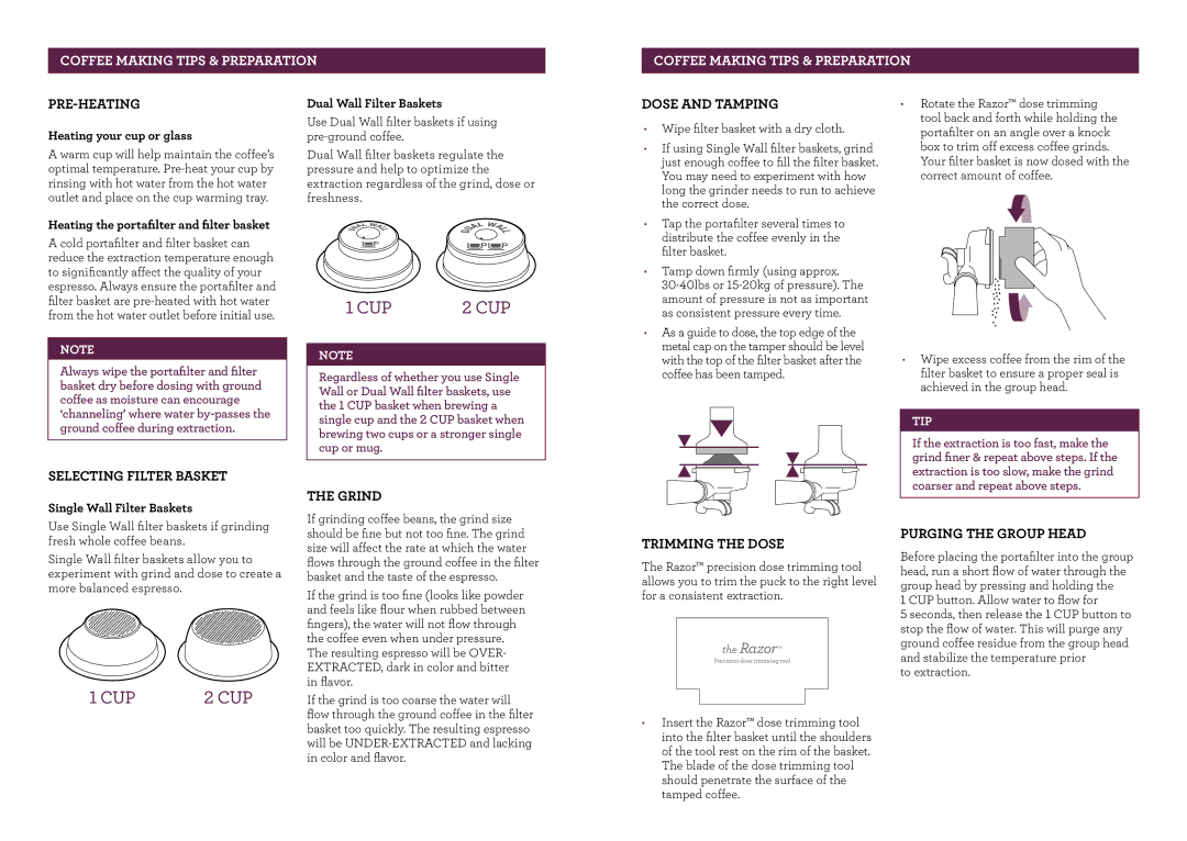 Breville BES920XL, the Dual Boiler manual Coffee Making Tips & Preparation 