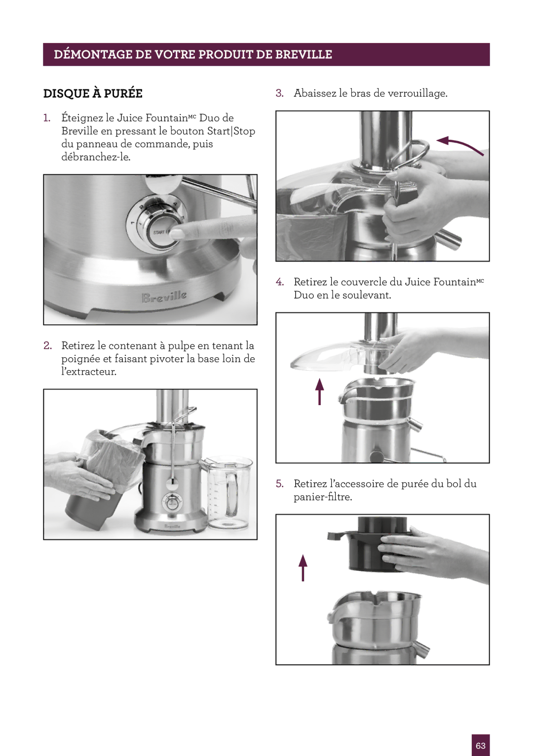 Breville BJE820XL, the Juice Fountain Duo manual Disque À Purée 