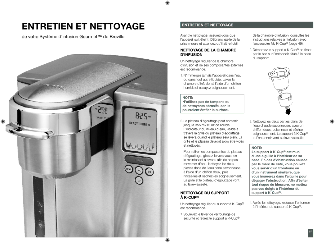 Breville XXBKC600XL, BKC700XL manual Entretien ET Nettoyage, Entretien et nettoyage, Nettoyage de la chambre d’infusion 