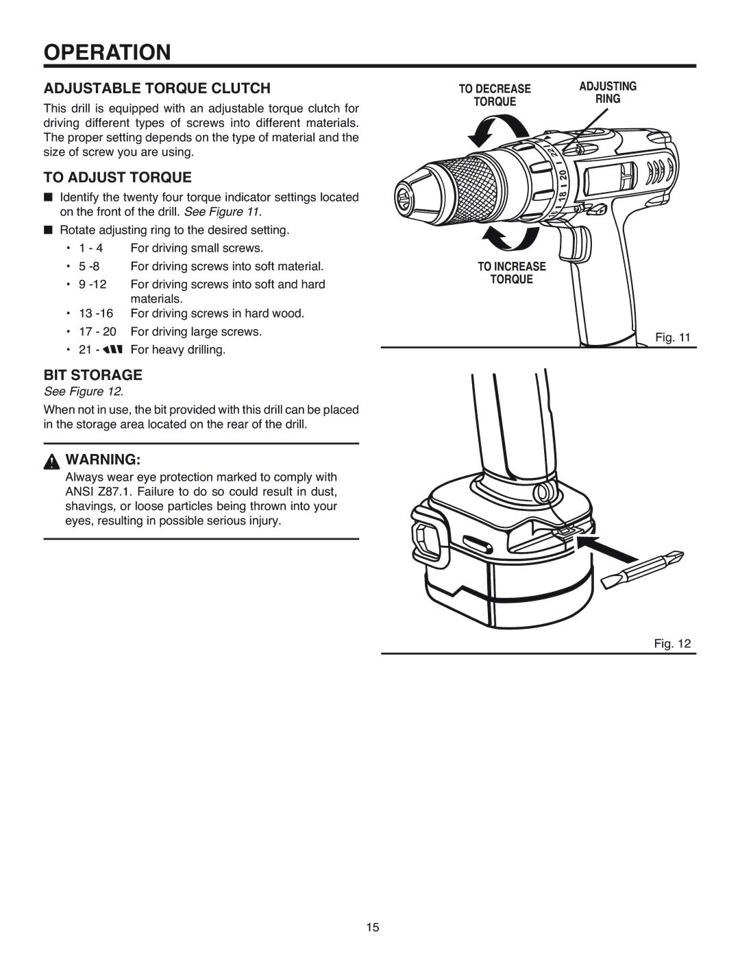 BridgeWave R83015 manual Adjustable Torque Clutch, To Adjust Torque, To Increase Torque 