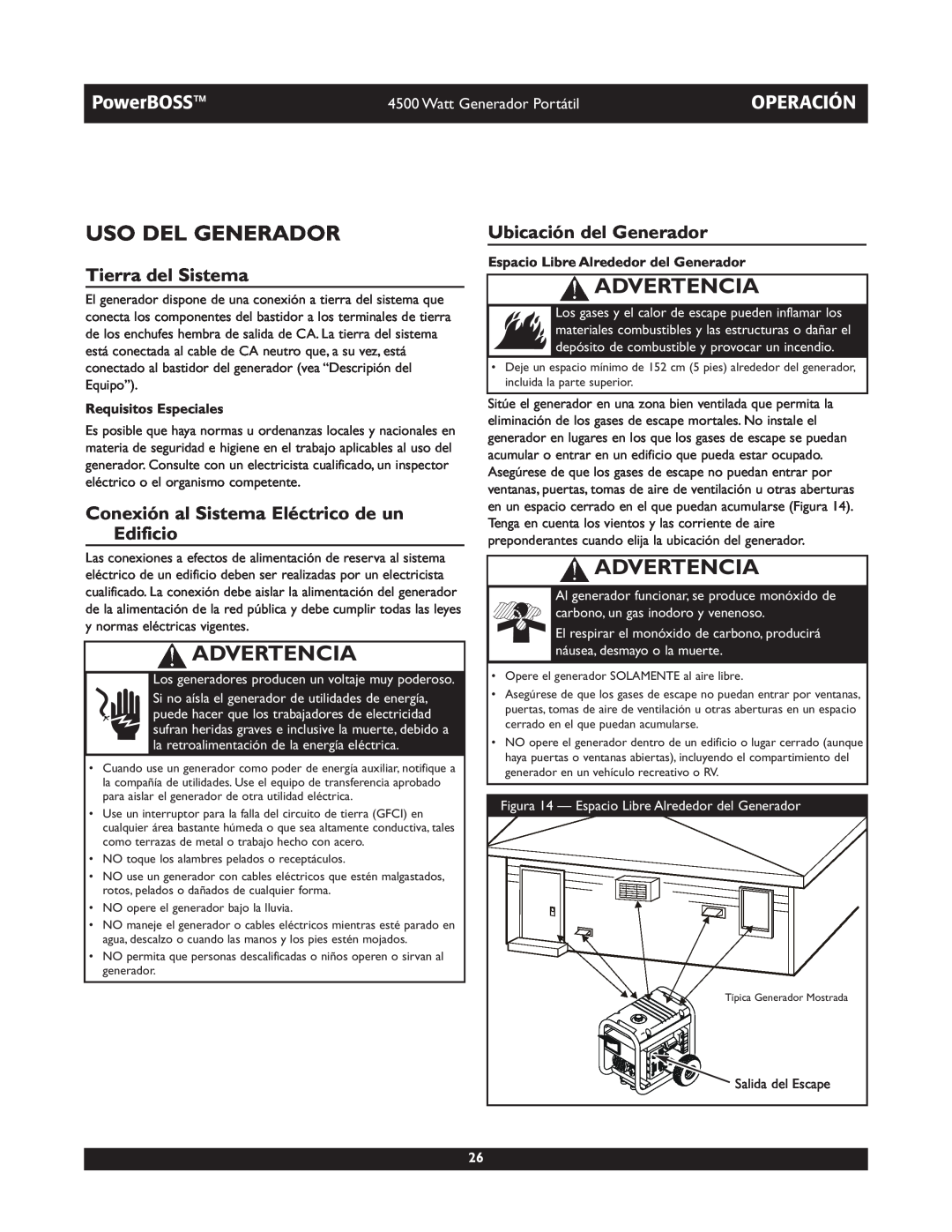 Briggs & Stratton 01648-1 Uso Del Generador, Operación, Tierra del Sistema, Conexión al Sistema Eléctrico de un Edificio 