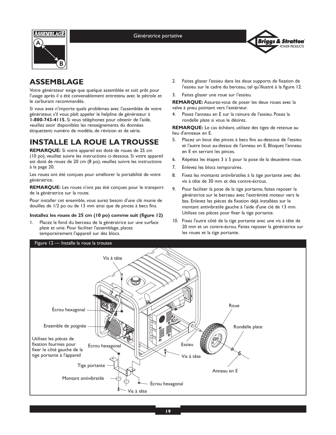 Briggs & Stratton 01654, 01653, 01892, 01893, 01653, 01654, 01892, 01893 Assemblage, Installe LA Roue LA Trousse 