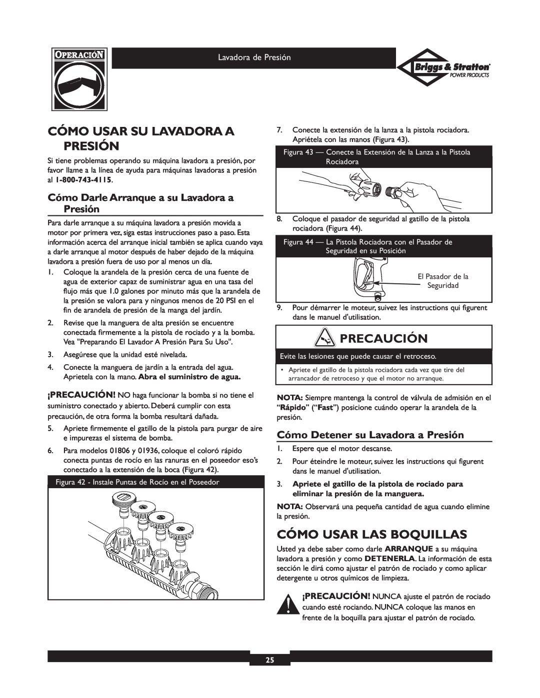 Briggs & Stratton 01806 Cómo Usar Su Lavadora A Presión, Cómo Usar Las Boquillas, Cómo Detener su Lavadora a Presión 