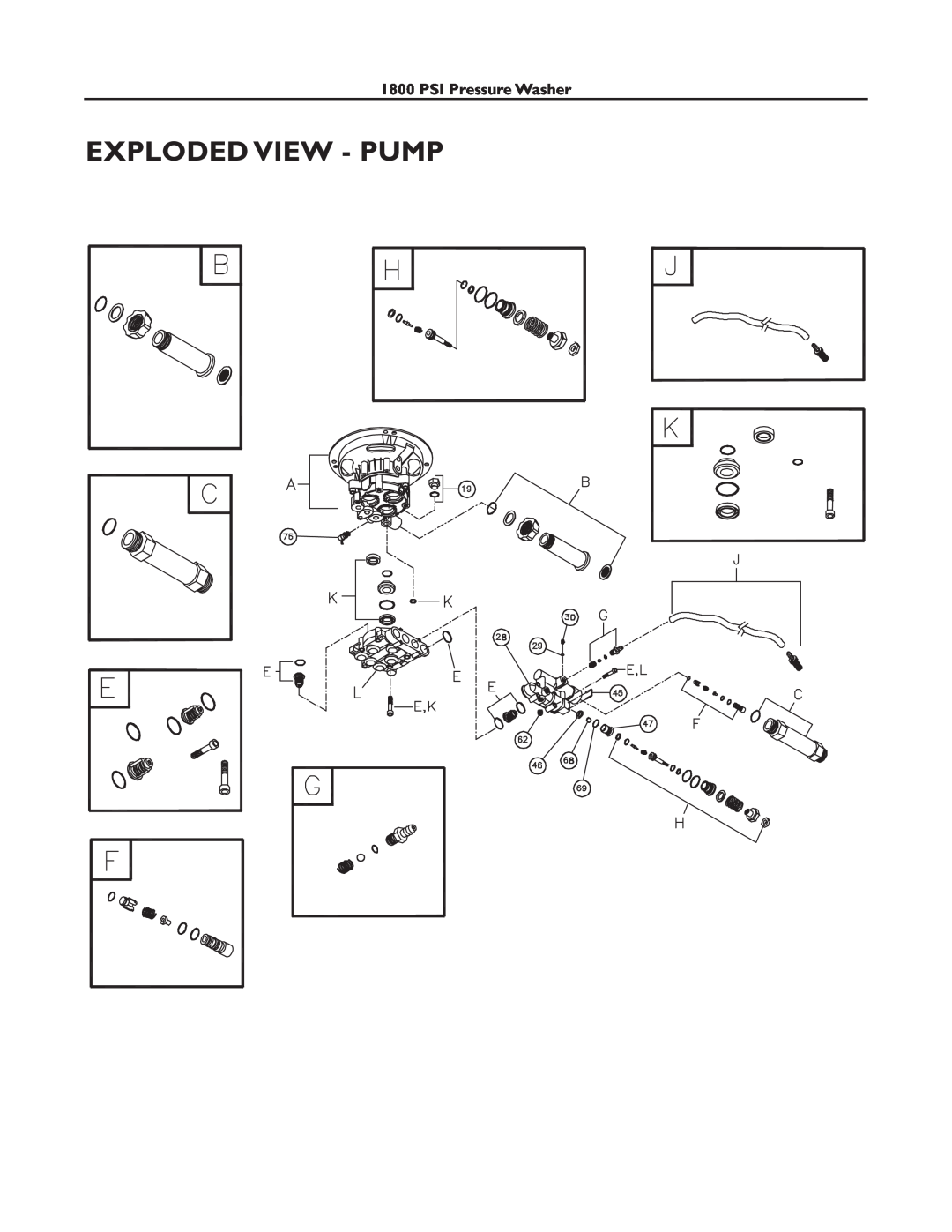 Briggs & Stratton 01811-0 manual Exploded View - Pump, PSI Pressure Washer 