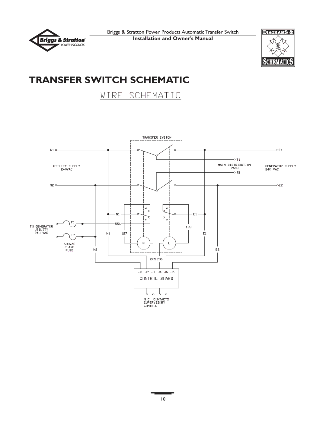 Briggs & Stratton 01814-0, 01813-0 owner manual Transfer Switch Schematic 