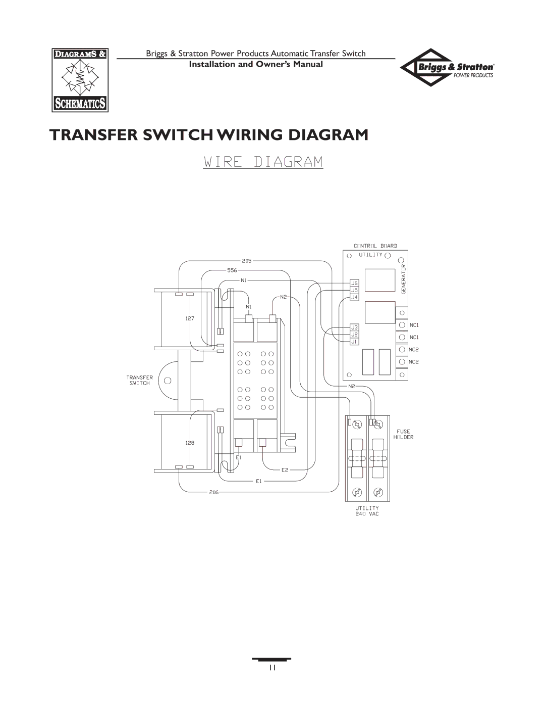 Briggs & Stratton 01813-0, 01814-0 owner manual Transfer Switch Wiring Diagram 