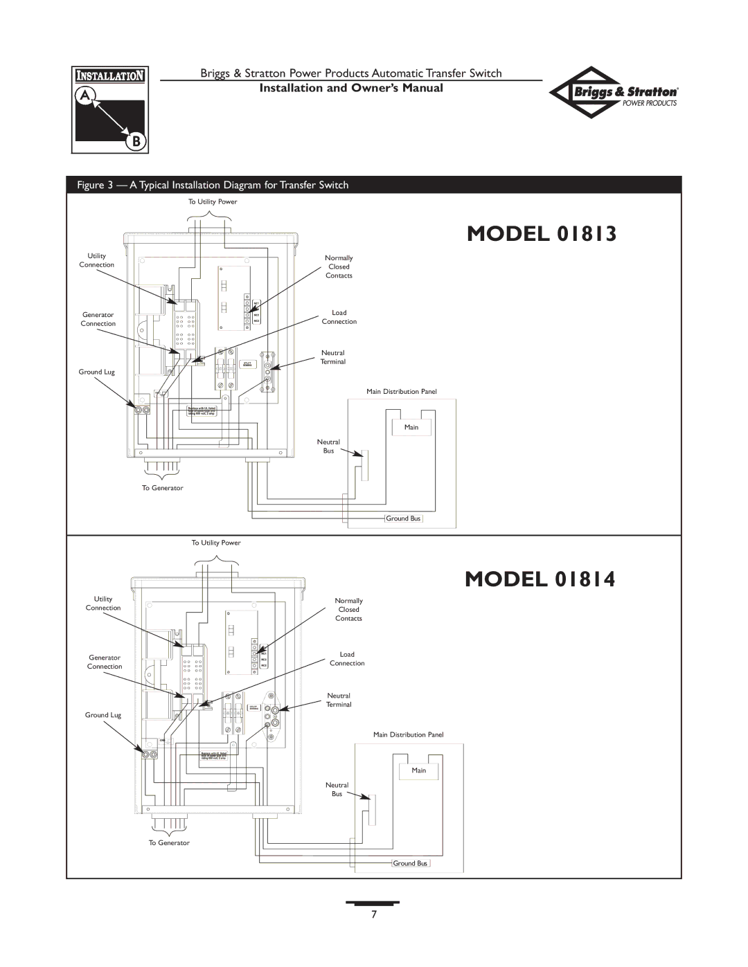 Briggs & Stratton 01813-0, 01814-0 owner manual Model 