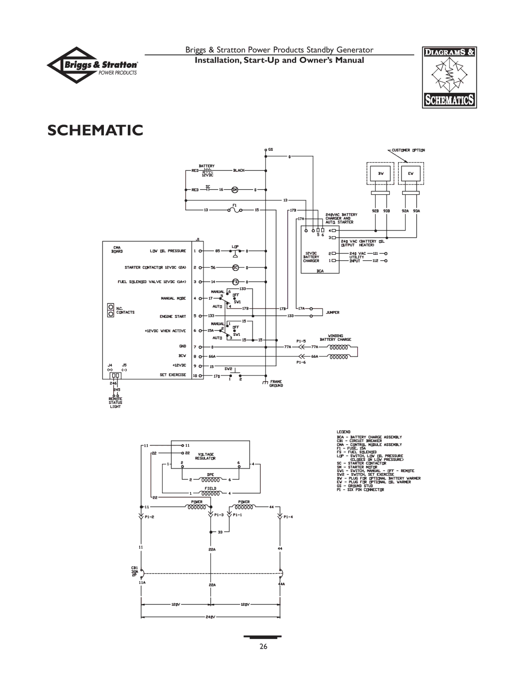 Briggs & Stratton 01897-0 owner manual Schematic 