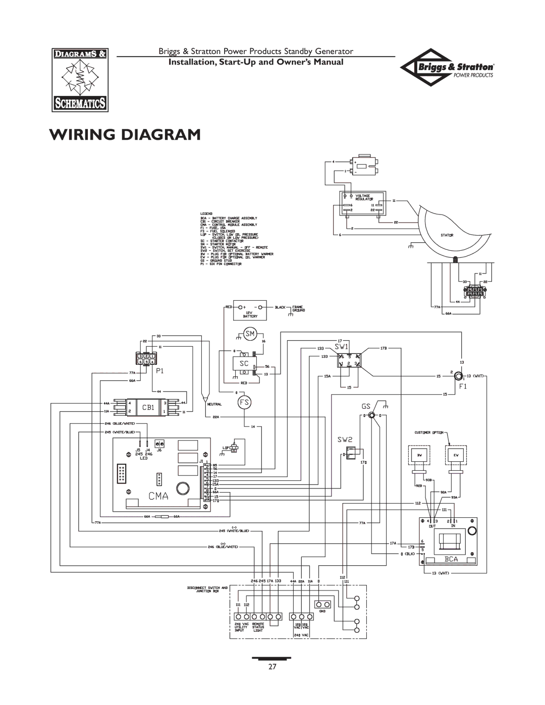 Briggs & Stratton 01897-0 owner manual Wiring Diagram 