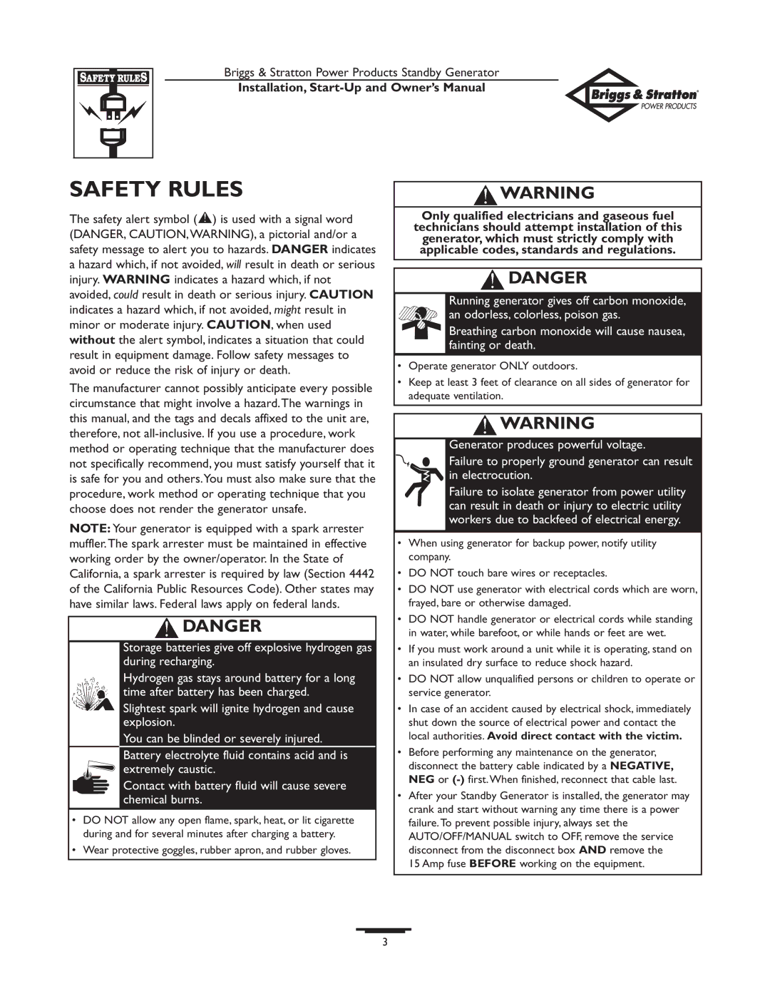 Briggs & Stratton 01897-0 owner manual Safety Rules, Wear protective goggles, rubber apron, and rubber gloves 