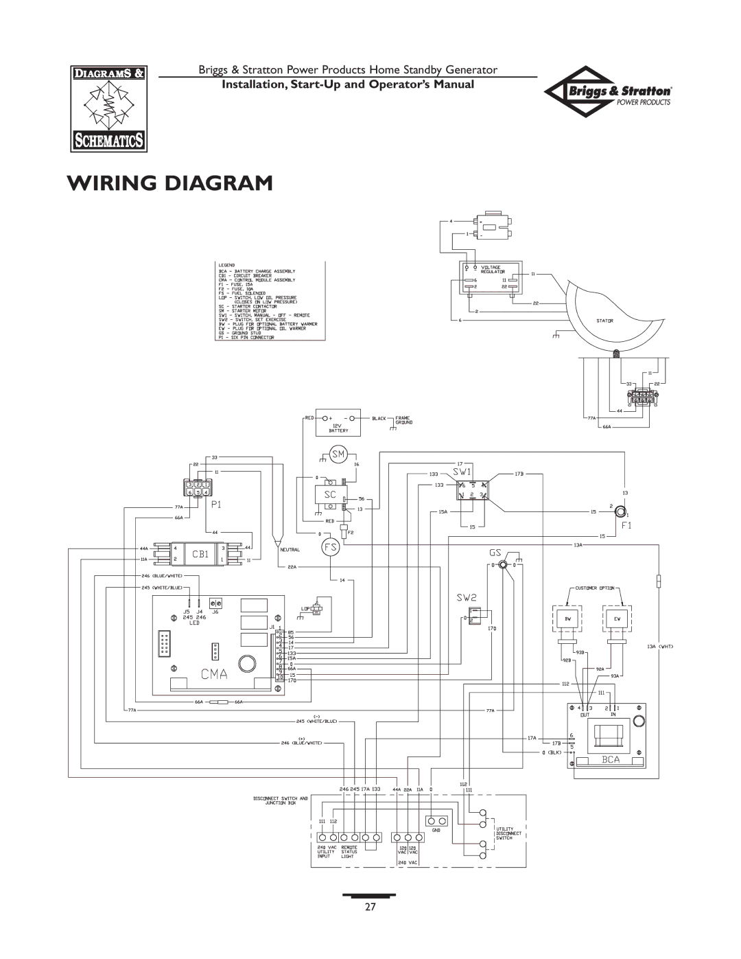 Briggs & Stratton 01897-0 manual Wiring Diagram 