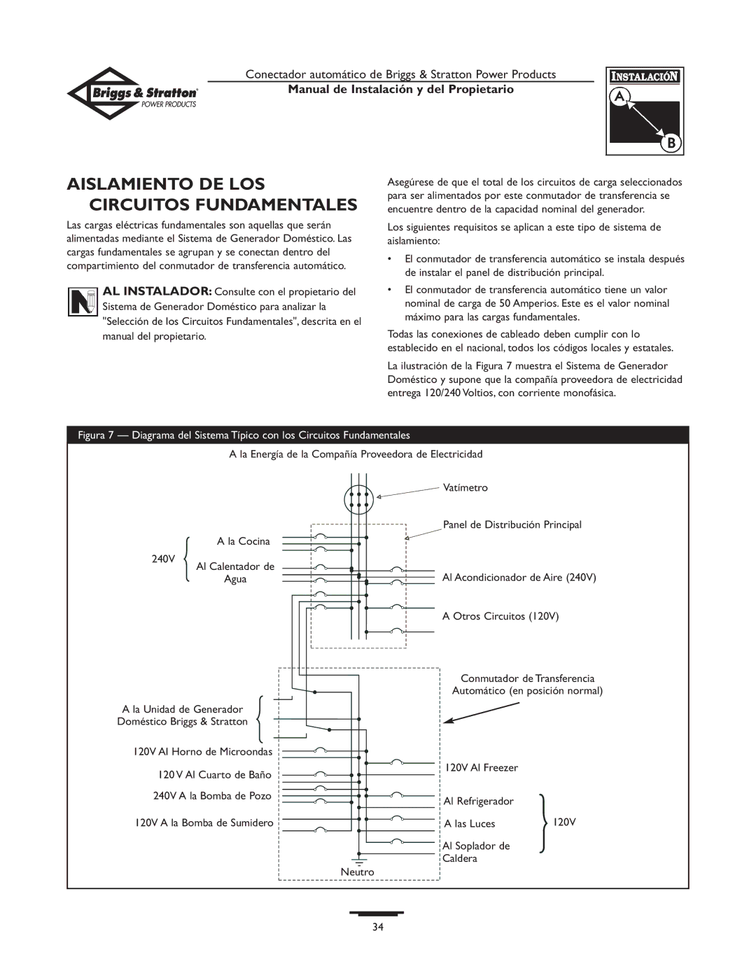 Briggs & Stratton 01917-0, 01918-0 owner manual Aislamiento DE LOS Circuitos Fundamentales 