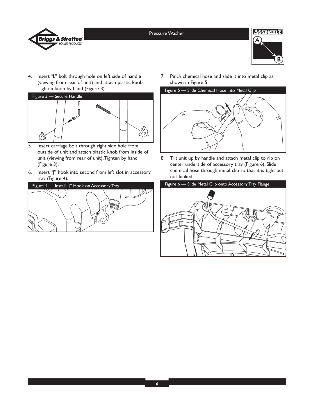 Briggs & Stratton 01936 owner manual Install J Hook on Accessory Tray 