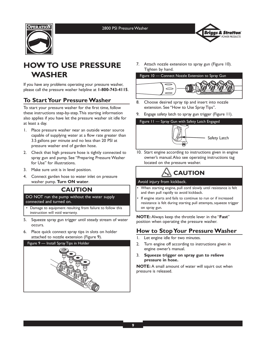 Briggs & Stratton 01937 HOW to USE Pressure, To Start Your Pressure Washer, How to Stop Your Pressure Washer 