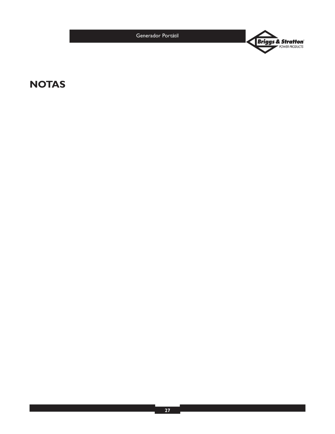 Briggs & Stratton 01971, 01970 owner manual Notas 