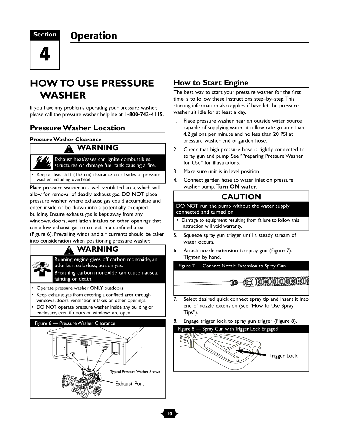 Briggs & Stratton 01988-1 Section Operation, HOW to USE Pressure Washer, Pressure Washer Location, How to Start Engine 