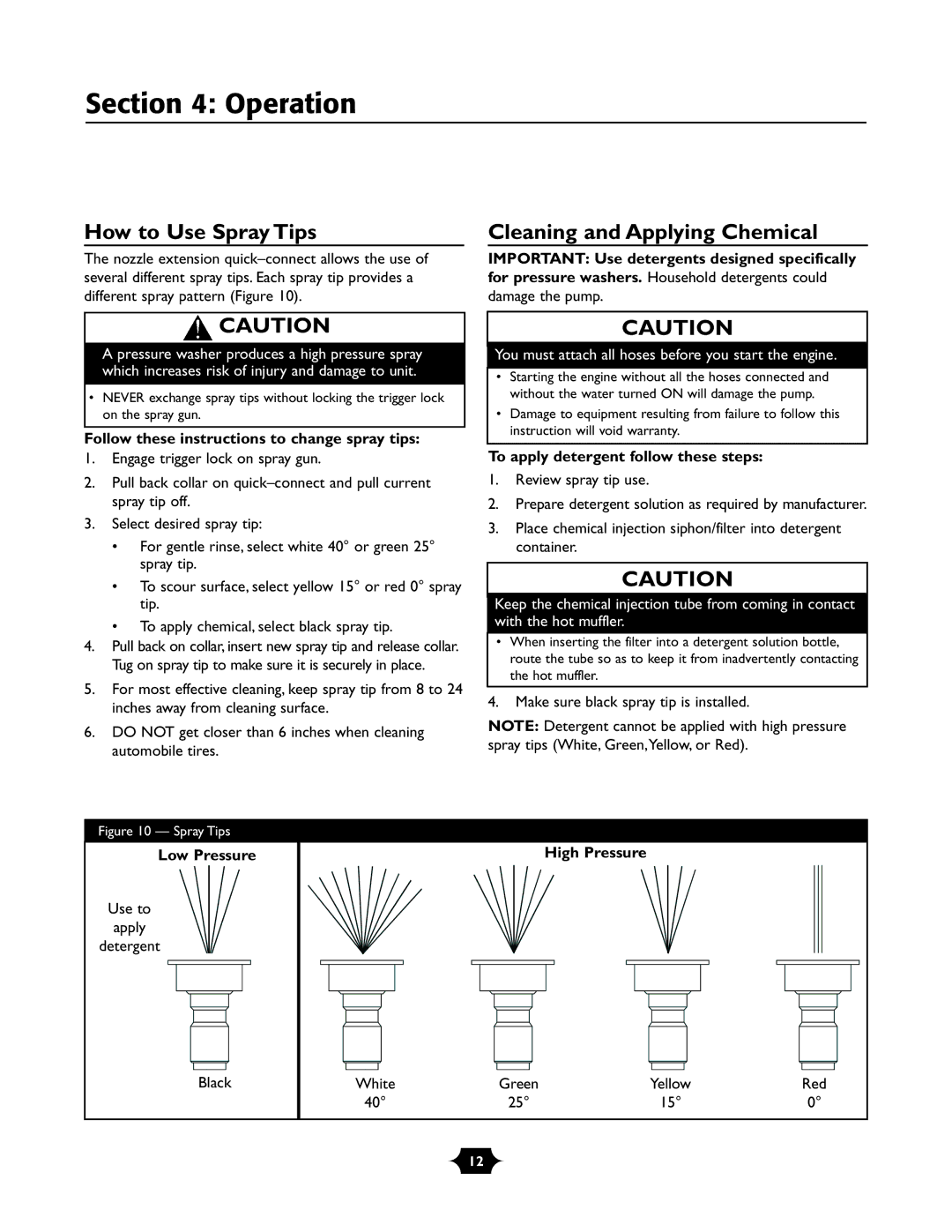 Briggs & Stratton 01988-1 manual How to Use Spray Tips, Cleaning and Applying Chemical 