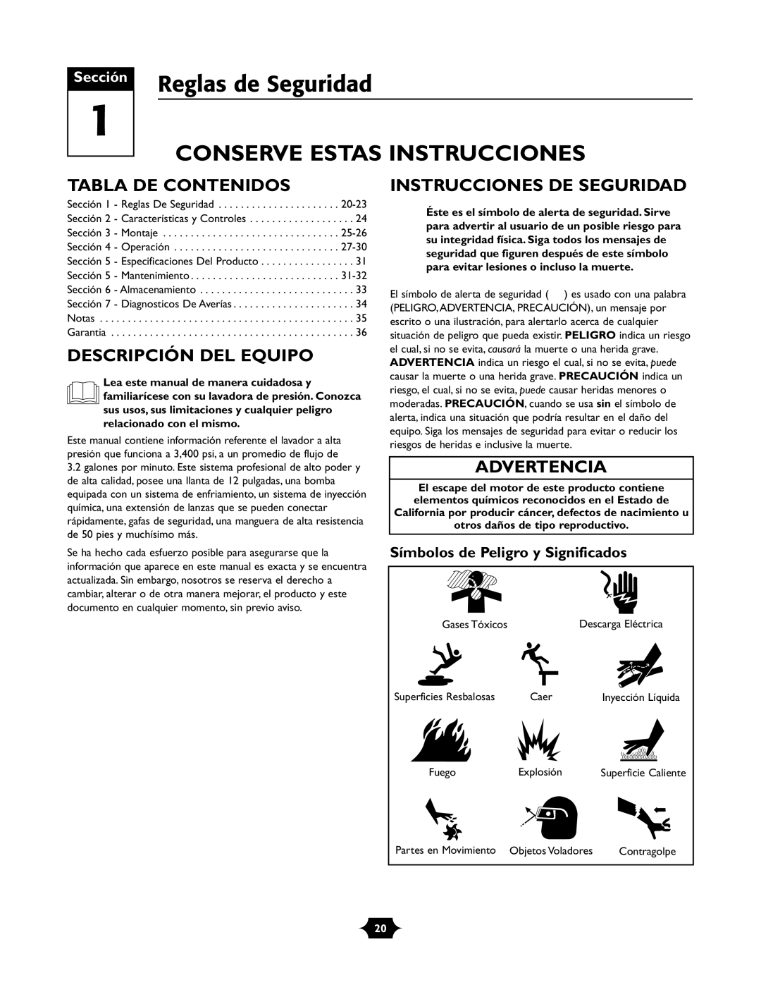 Briggs & Stratton 01988-1 manual Reglas de Seguridad, Conserve Estas Instrucciones 