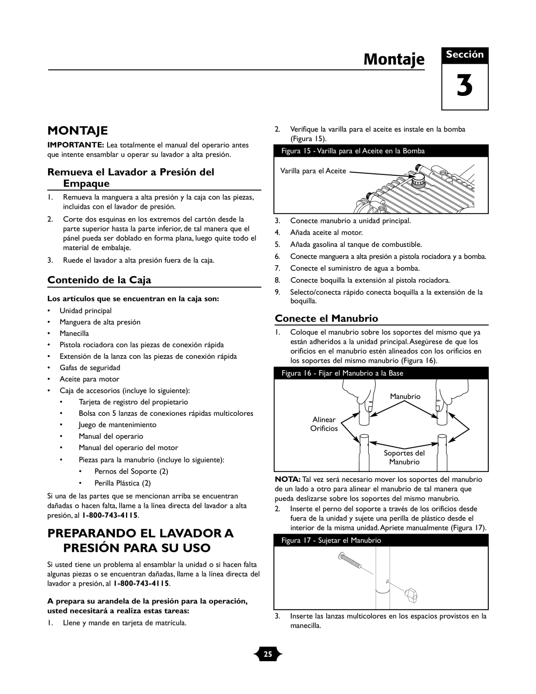 Briggs & Stratton 01988-1 manual Montaje, Preparando EL Lavador a Presión Para SU USO 