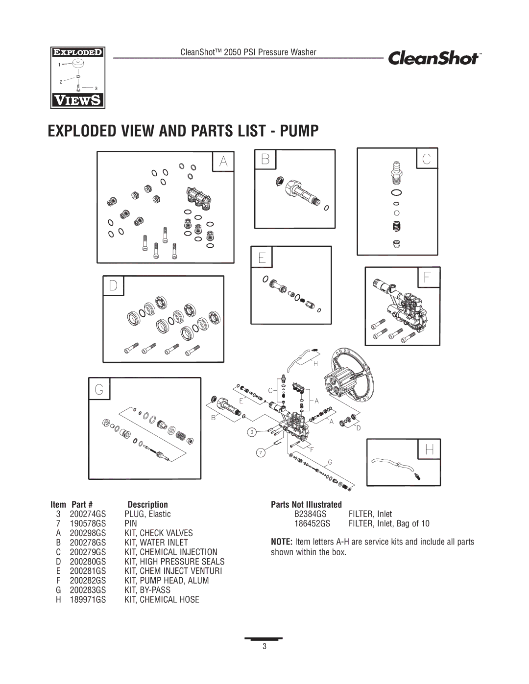 Briggs & Stratton 020206-02 manual Exploded View and Parts List Pump 