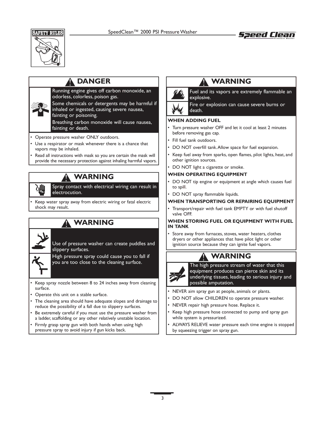 Briggs & Stratton 020211-0 owner manual When Transporting or Repairing Equipment 