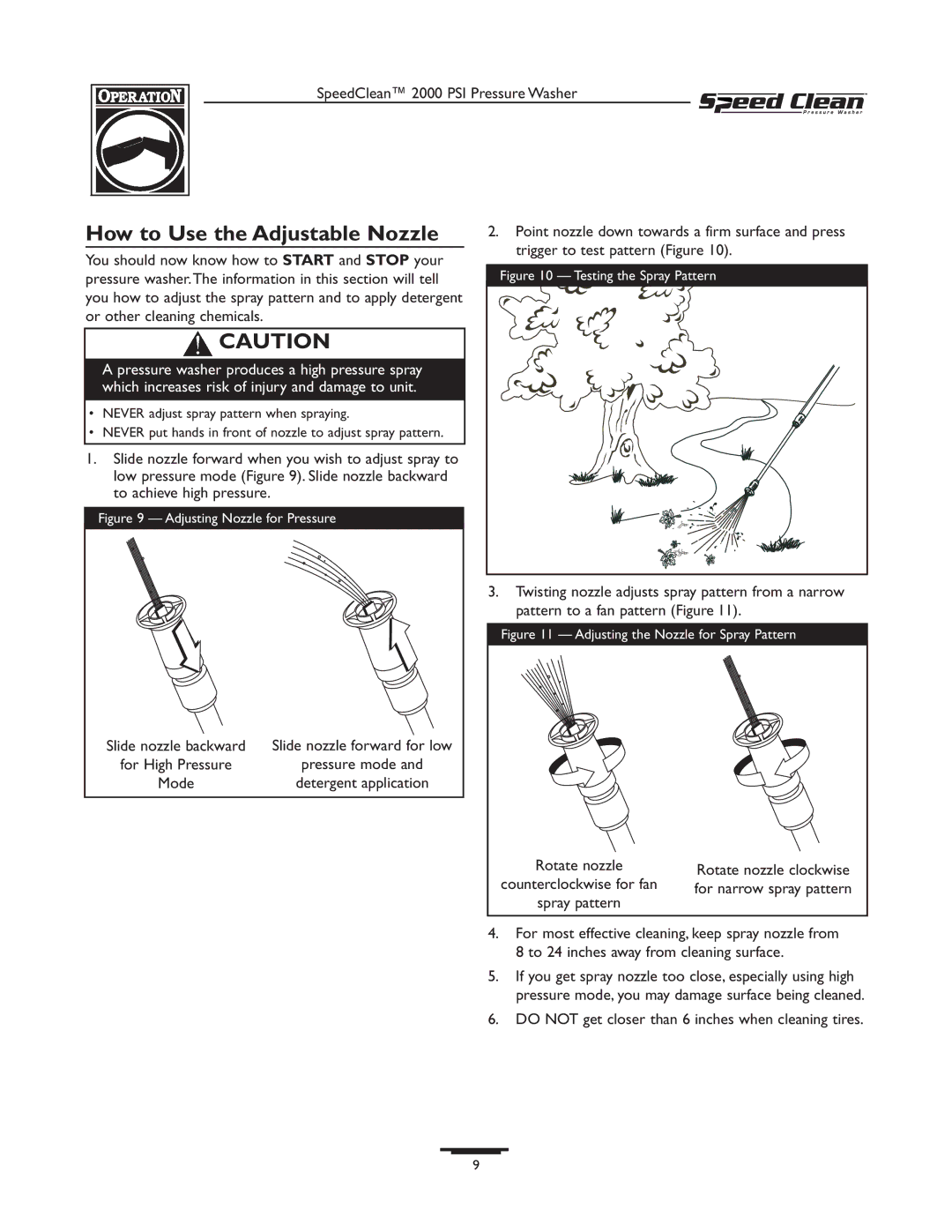 Briggs & Stratton 020211-0 owner manual How to Use the Adjustable Nozzle, Adjusting Nozzle for Pressure 