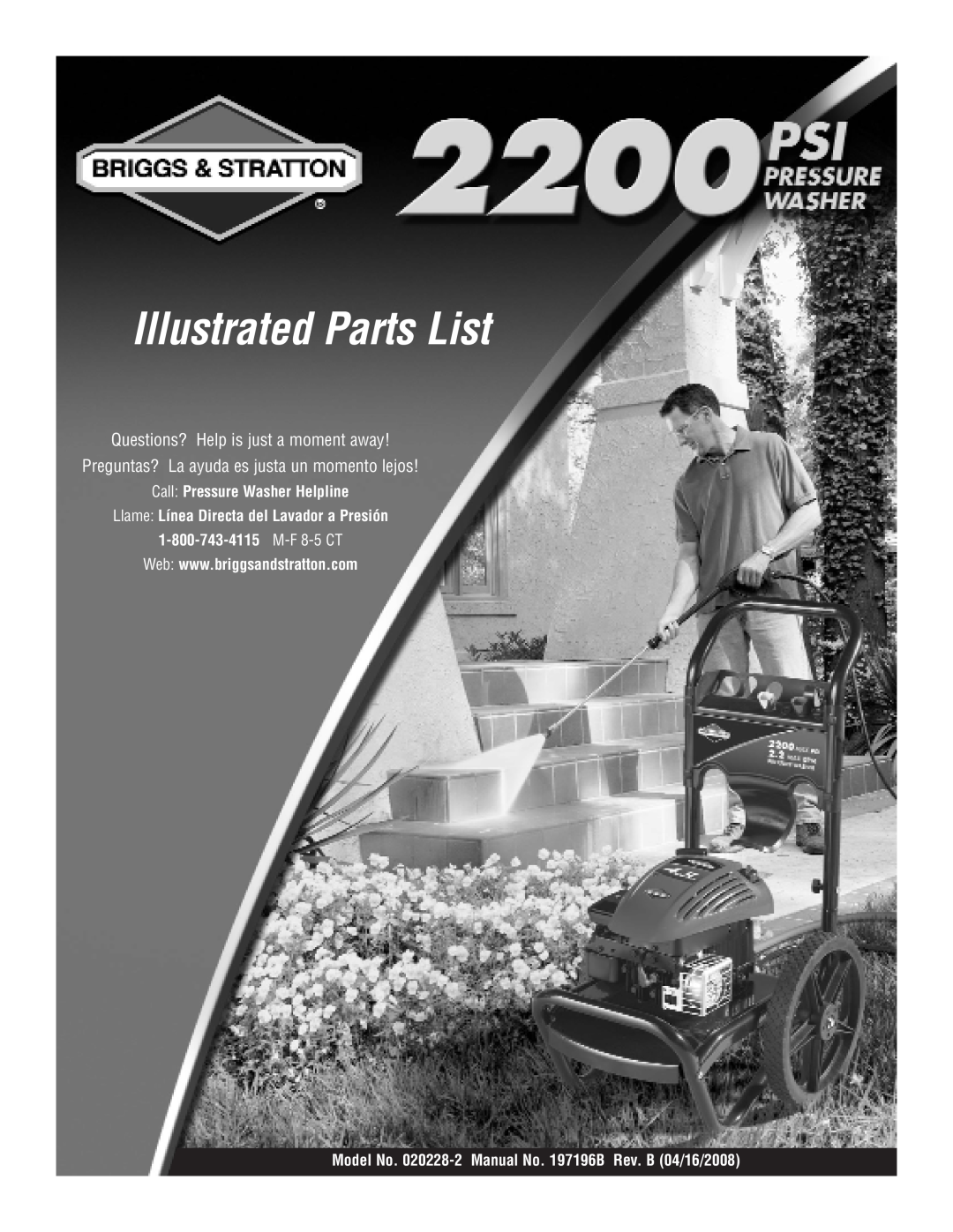 Briggs & Stratton 020228-2 manual Illustrated Parts List, Questions? Help is just a moment away 