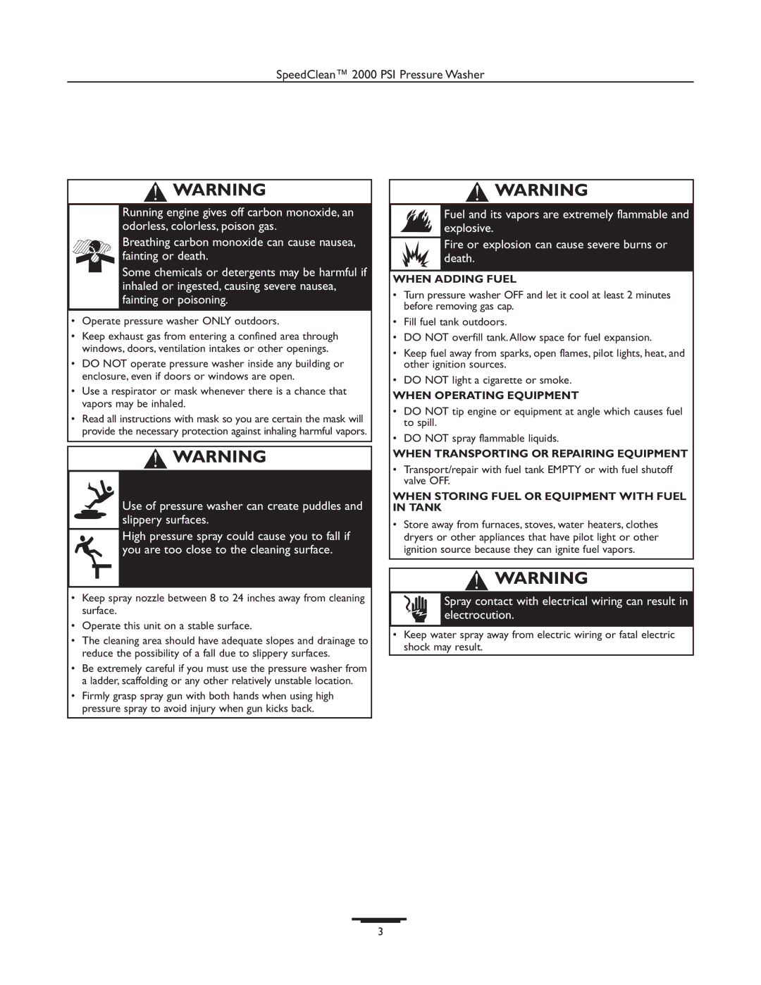 Briggs & Stratton 020238-0 operating instructions When Transporting or Repairing Equipment 