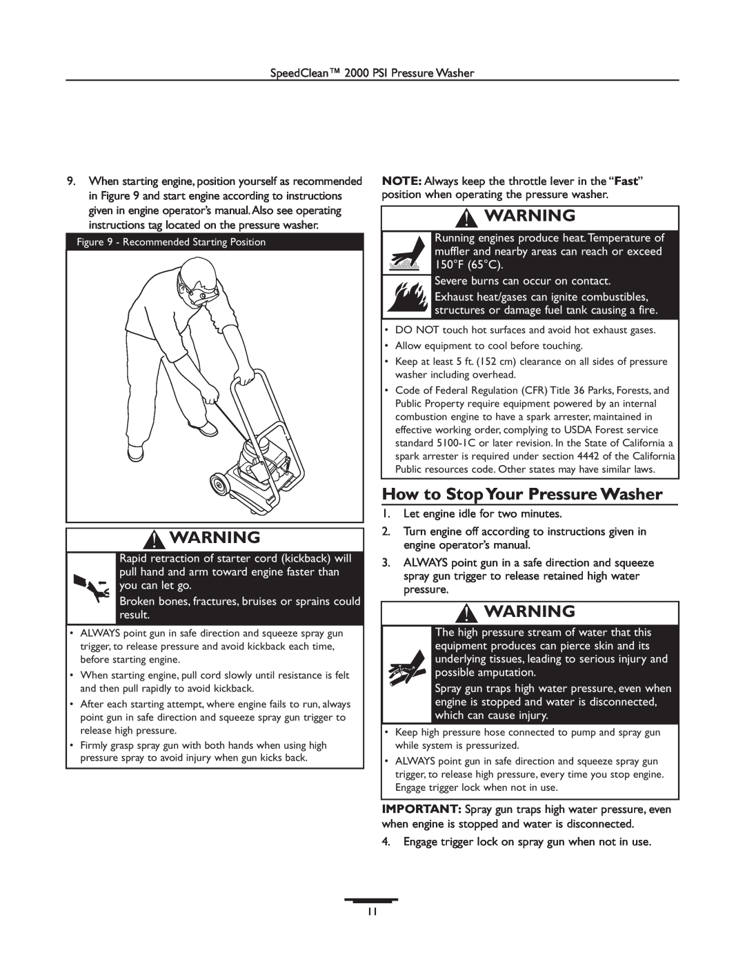 Briggs & Stratton 020238-0 operating instructions How to Stop Your Pressure Washer, SpeedClean 2000 PSI Pressure Washer 