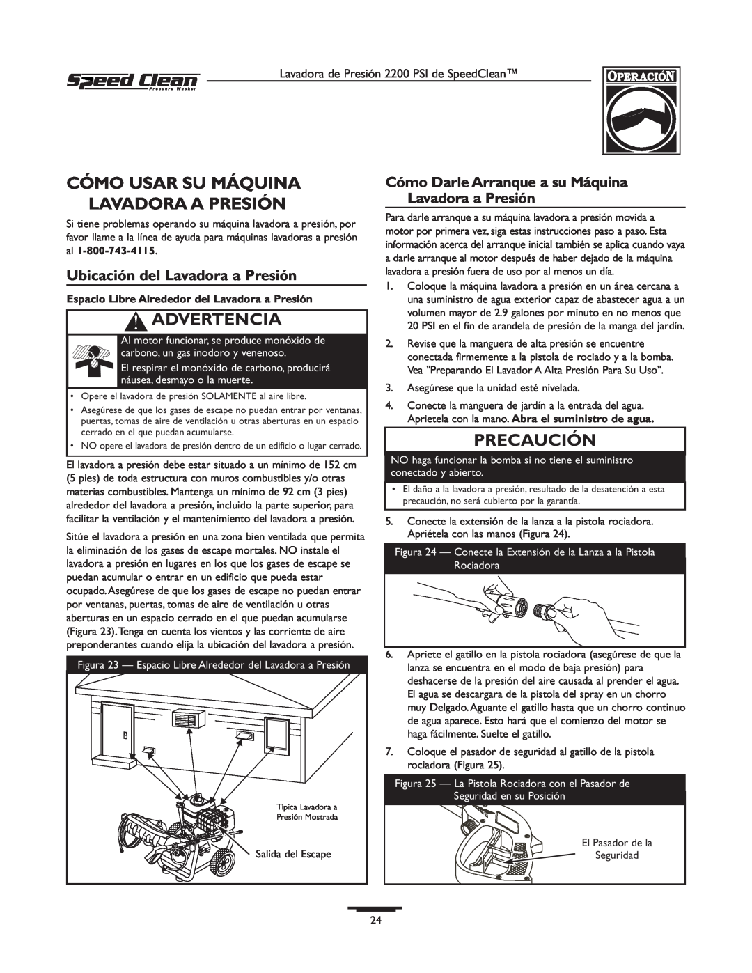 Briggs & Stratton 020239-0 Cómo Usar Su Máquina Lavadora A Presión, Ubicación del Lavadora a Presión, Advertencia 