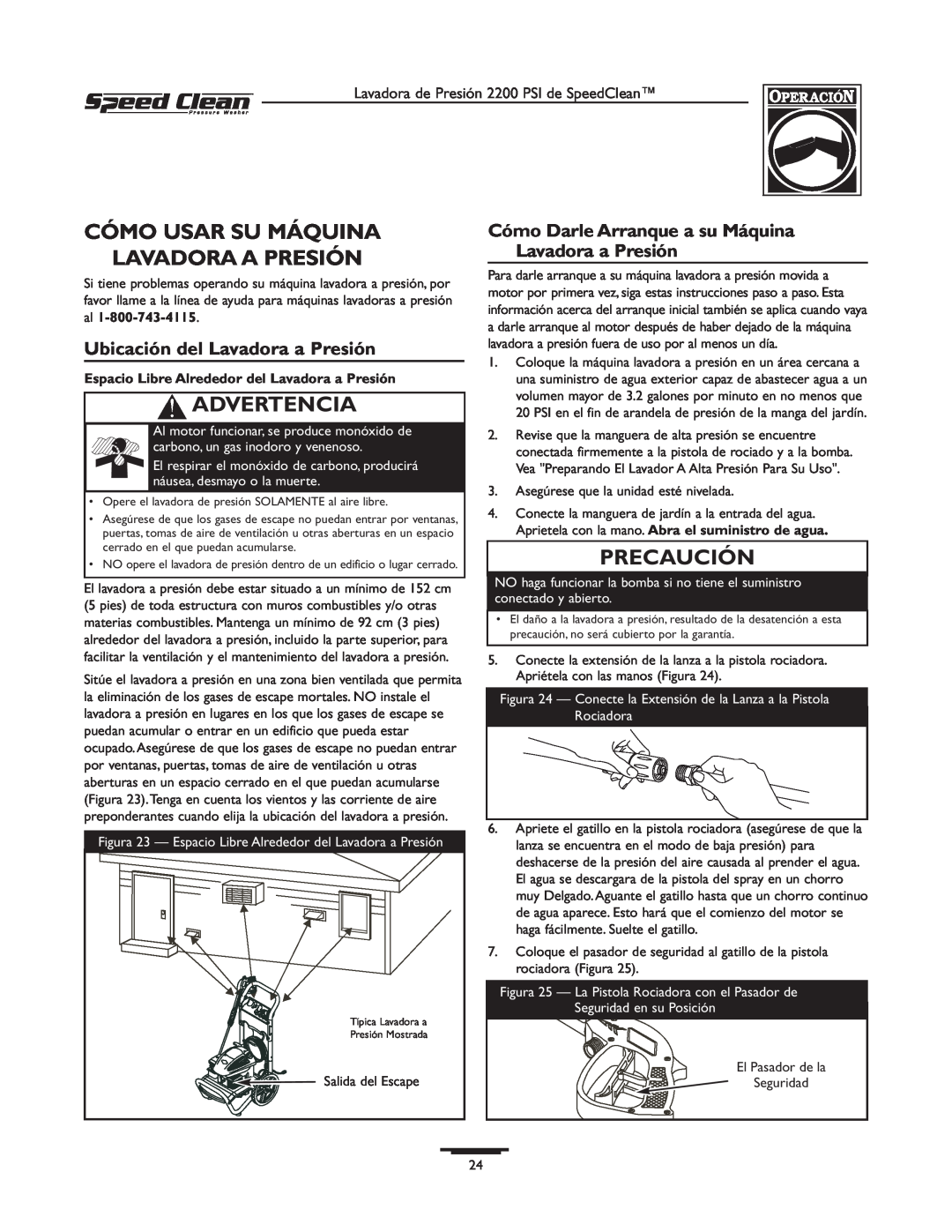 Briggs & Stratton 020239-1 Cómo Usar Su Máquina Lavadora A Presión, Ubicación del Lavadora a Presión, Advertencia 