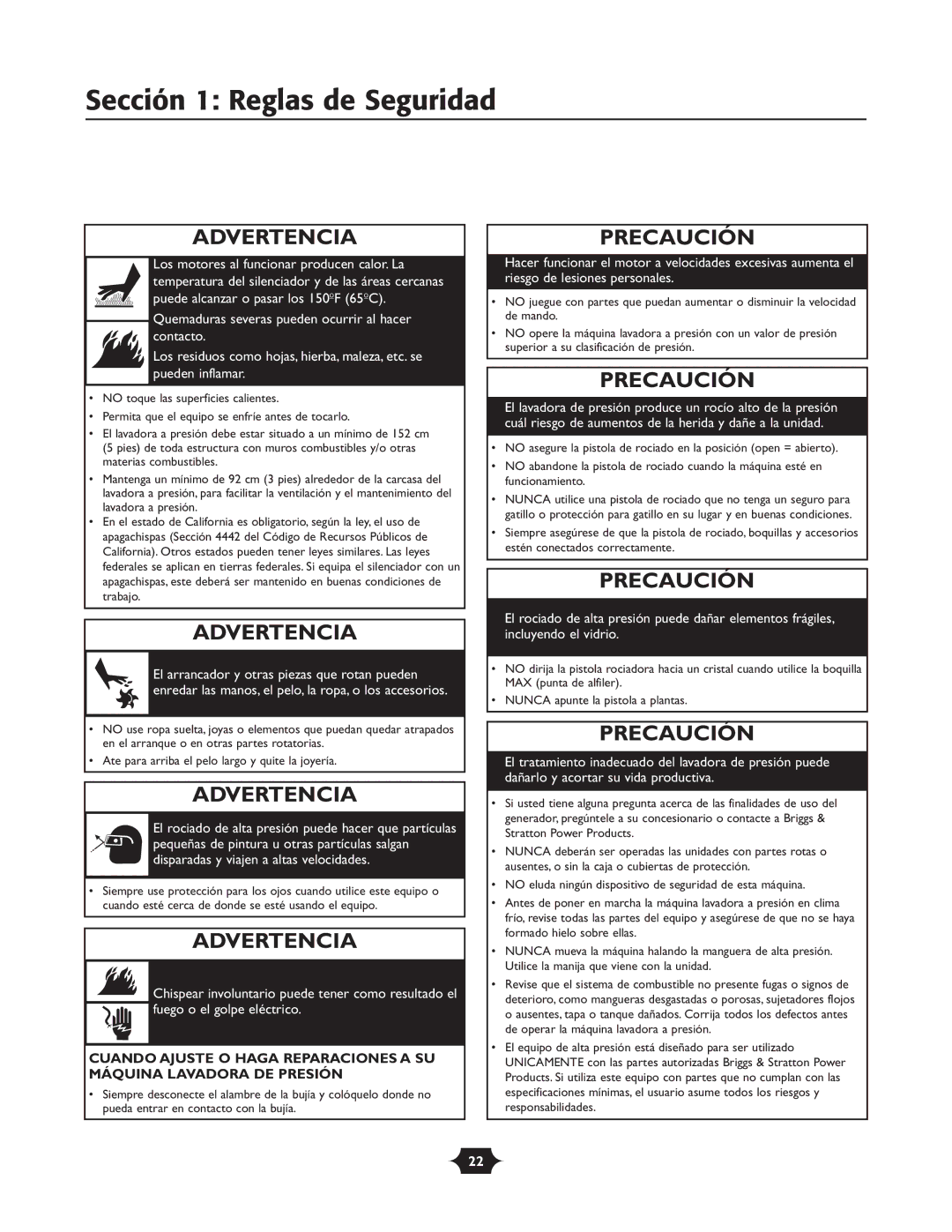 Briggs & Stratton 020251 owner manual Precaución 