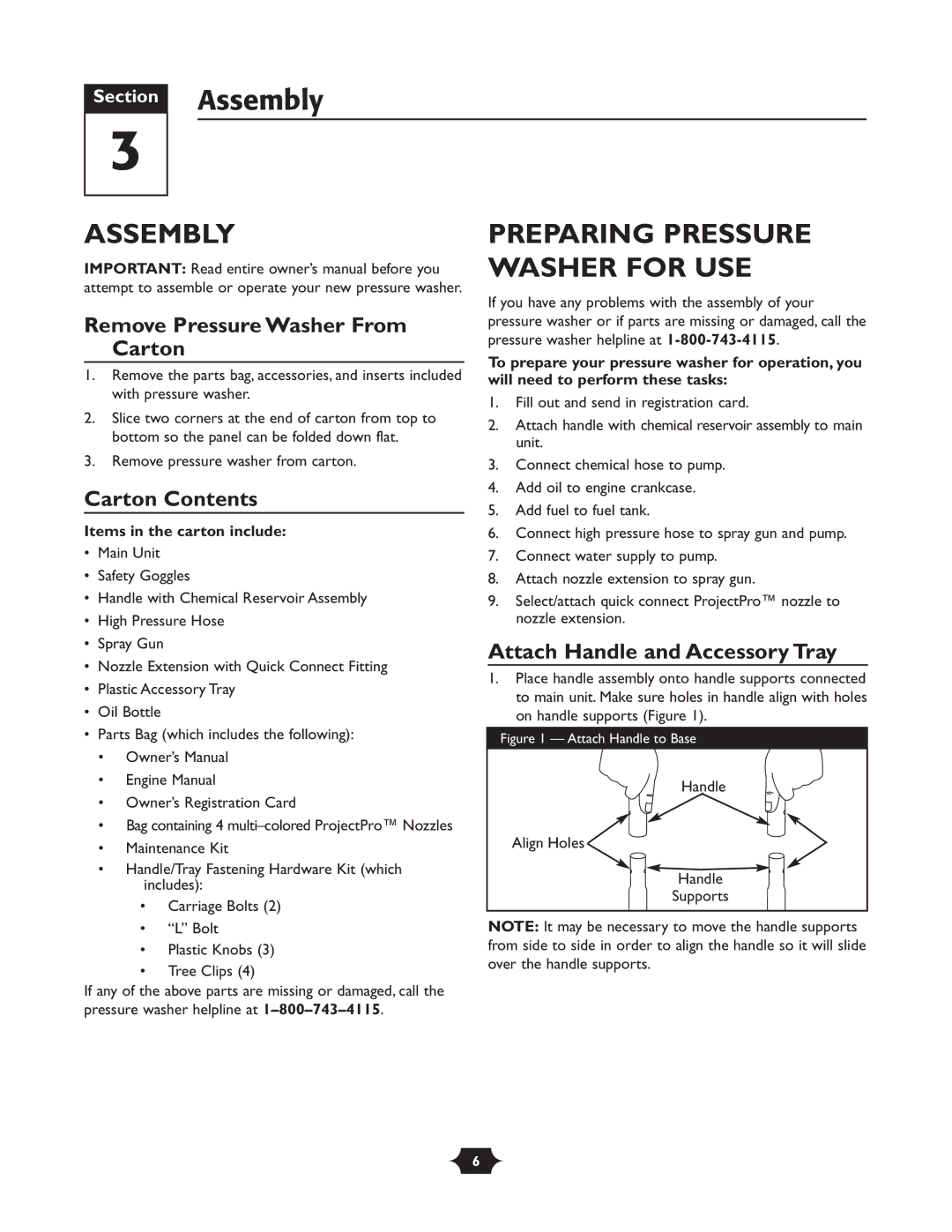 Briggs & Stratton 020251 Assembly, Preparing Pressure Washer for USE, Remove Pressure Washer From Carton, Carton Contents 