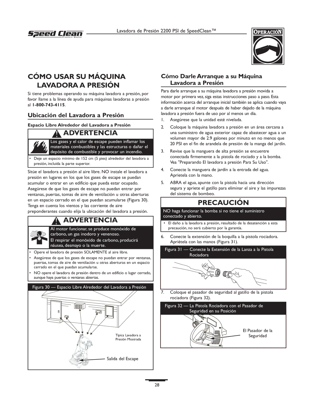 Briggs & Stratton 020261-0 manual Cómo Usar SU Máquina Lavadora a Presión, Ubicación del Lavadora a Presión 