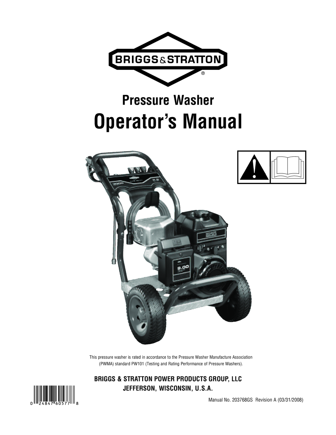 Briggs & Stratton 020274-0 manual Operator’s Manual 